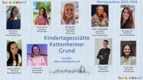 Plakat zeigt Potraits der Mitglieder des Elternausschusses im Schuljahr 2025 bis 2026